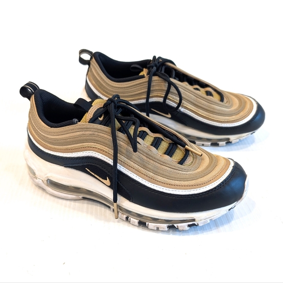 NIKE Air Max 97 GS Metallic Black and Tan Shoes Sneakers Size